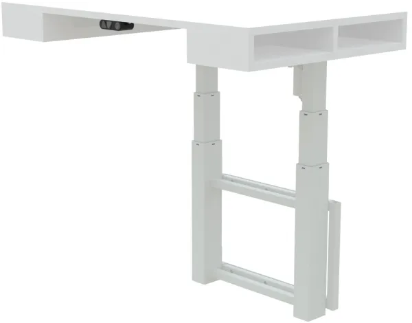 White wall-mounted cabinet with adjustable desk