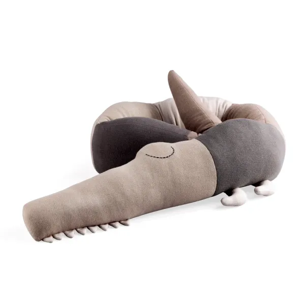 Sleepy Croc knitted cushion - seabreeze beige