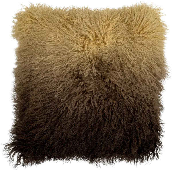 BLOOMINGVILLE Pansy Cushion, Brown, Tibetan Sheepskin W: 50cm, L: 50cm