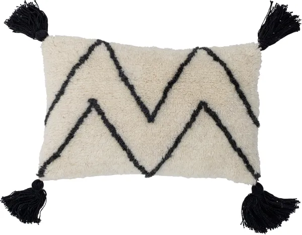 BLOOMINGVILLE Ayn Cushion, White, Cotton W: 25cm, L: 40cm